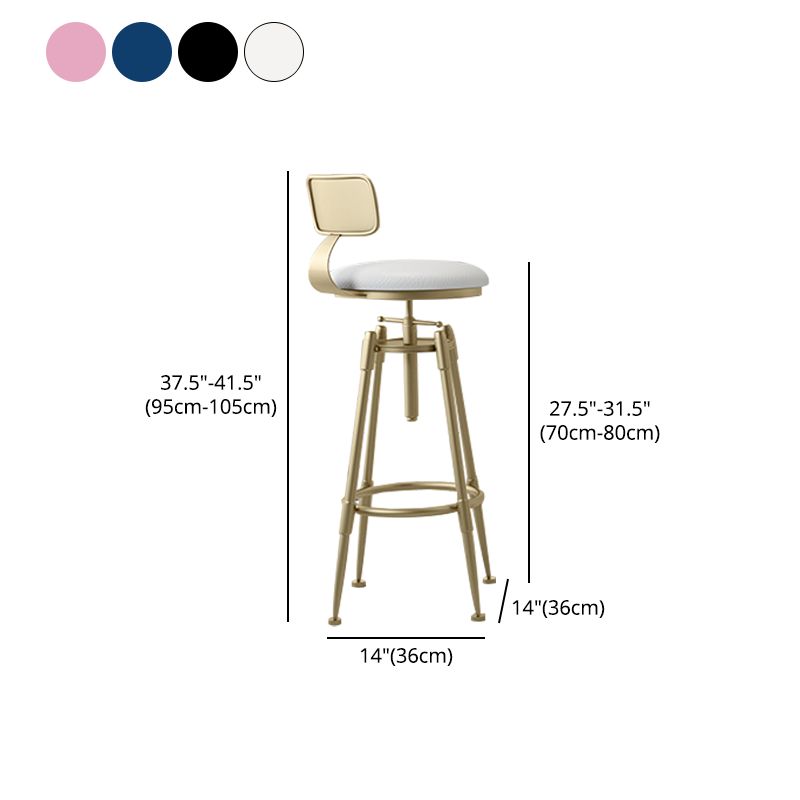 Glam Rotatable Liftable Counter Stool Iron Cafe Bar Stool with Cushion and Pedal Clearhalo 'Bar Furniture' 'Bar Stools' 'bar_stools' 'furn' 'furn_bar_stools' 'Furniture' 'furniture_bar_stools' 'Kitchen & Dining Furniture' 1200x1200_def716f8-9c10-4434-a2a7-8a6608df28ac