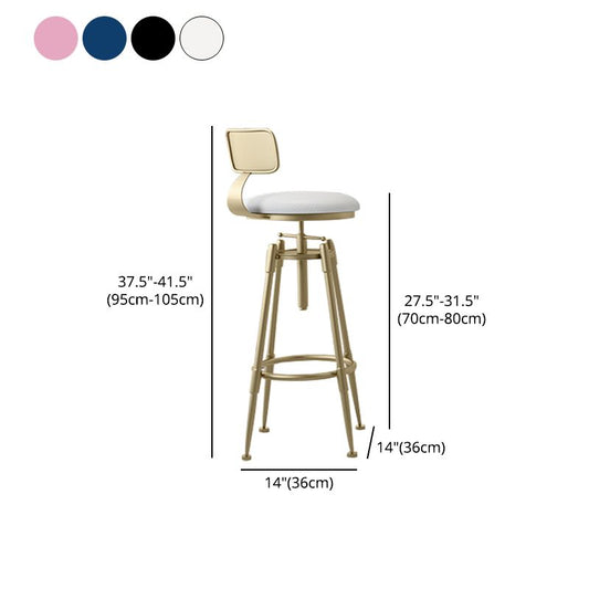 Glam Rotatable Liftable Counter Stool Iron Cafe Bar Stool with Cushion and Pedal Clearhalo 'Bar Furniture' 'Bar Stools' 'bar_stools' 'furn' 'furn_bar_stools' 'Furniture' 'furniture_bar_stools' 'Kitchen & Dining Furniture' 1200x1200_def716f8-9c10-4434-a2a7-8a6608df28ac