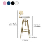 Glam Rotatable Liftable Counter Stool Iron Cafe Bar Stool with Cushion and Pedal Clearhalo 'Bar Furniture' 'Bar Stools' 'bar_stools' 'furn' 'furn_bar_stools' 'Furniture' 'furniture_bar_stools' 'Kitchen & Dining Furniture' 1200x1200_def716f8-9c10-4434-a2a7-8a6608df28ac