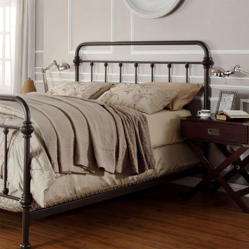 Letto in ferro alto 45.27 "industriale con testiera rettangolare