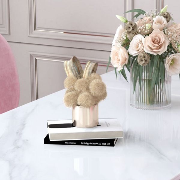 Set da tavolo da pranzo rettangolare glam 1/2/5 pezzi Dinette set con top in pietra sinterizzata bianca