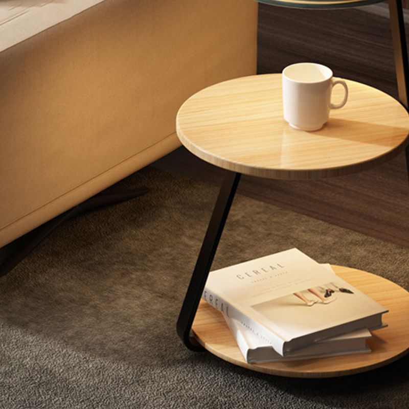 Modern Solid Wood Round 3-Tier Living Room Accent Side Table