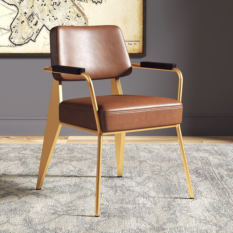 Indoor Scandinavian Arm Chair Open Back Upholstered Metal Dining Room Chair Clearhalo ' kitchen&dining_furn' 'Dining Chairs' 'Dining Tables & Seating' 'dining_chair' 'furn' 'furn_dining_chair' 'Furniture' 'furniture_dining_chair' 'Kitchen & Dining Furniture' 'kitchen' 1200x1200_defa4f06-053e-4279-8515-4f3d512a4727