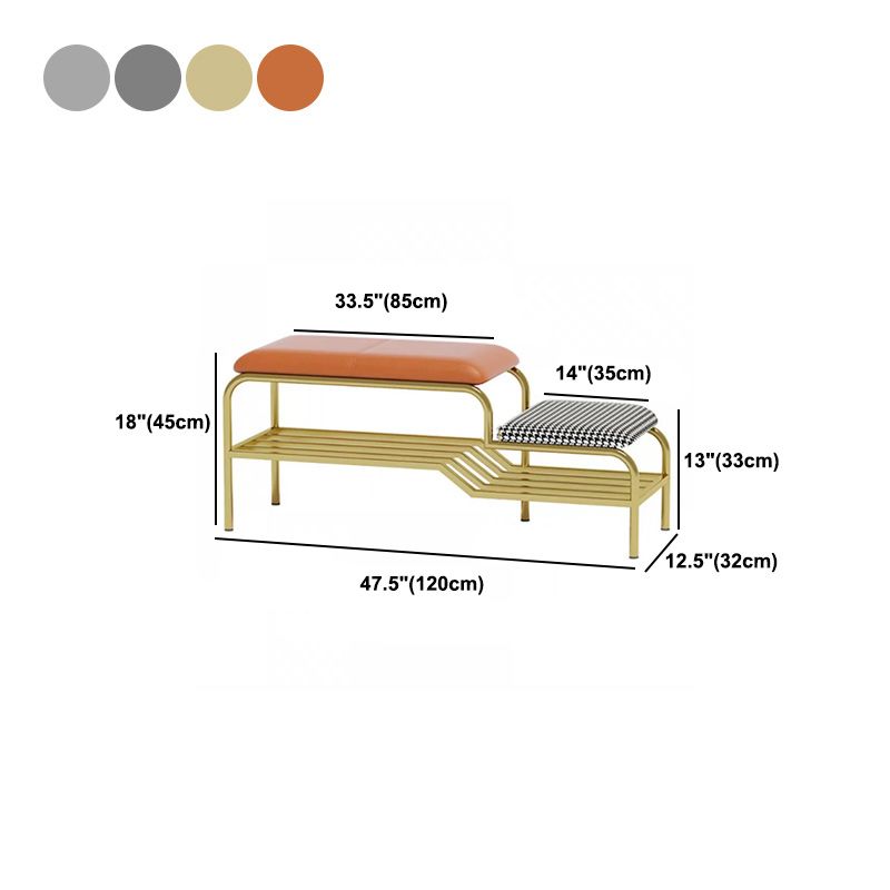 17" H Modern Metal Seating Bench Cushioned Entryway Bench with Legs Clearhalo 'Benches' 'Chairs & Seating' 'furn' 'furn_benches' 'Furniture' 'Living Room Furniture' 1200x1200_defadf56-6b67-4173-a61a-7faf6388a2ab