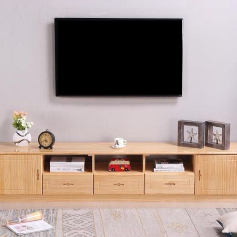Scandinavian Pine Wood TV Media Stand Natural Wood Media Console with Drawers Clearhalo 'furn' 'furn_tv_stands_entertainment_centers' 'Furniture' 'Living Room Furniture' 'TV Stands & Entertainment Centers' 'TV Stands & Media Storage Furniture' 'tv_stands_entertainment_centers' 1200x1200_defc23ad-42d2-456a-8637-701bc773e61d