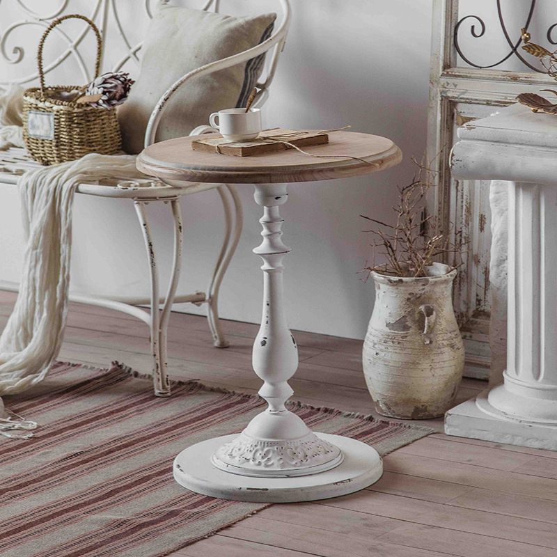 Round Pedestal Side Table French Rustic Side End Snack Table Clearhalo 'Coffee & Accent Tables' 'End & Side Tables' 'end_side_tables' 'furn' 'furn_end_side_tables' 'Furniture' 'Living Room Furniture' 1200x1200_defed446-f092-48ec-985f-2eea0d3e439a