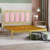 Letto standard metallico con cornice glam con testiera rivestita