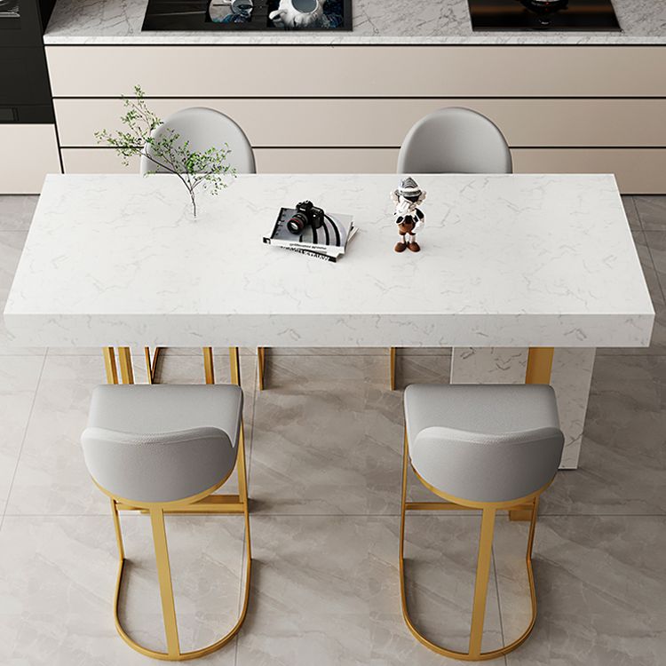 Glam Iron Bar Dining Table with White Stone Top Rectangle Indoor Bistro Table Clearhalo 'Bar Furniture' 'Bar Tables' 'bar_tables' 'furn' 'furn_bar_tables' 'Furniture' 'furniture_bar_tables' 'Kitchen & Dining Furniture' 1200x1200_deff79a4-d8a4-4d17-bb9e-c1fccf701a67