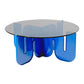 Contemporary Round Coffee Table with Glass Top and Acrylic Cross Base Clearhalo 'Coffee & Accent Tables' 'Coffee Tables' 'coffee_tables' 'furn' 'furn_coffee_tables' 'Furniture' 'Living Room Furniture' 1200x1200_deff98e8-107b-49ab-b2b6-e82c19002252