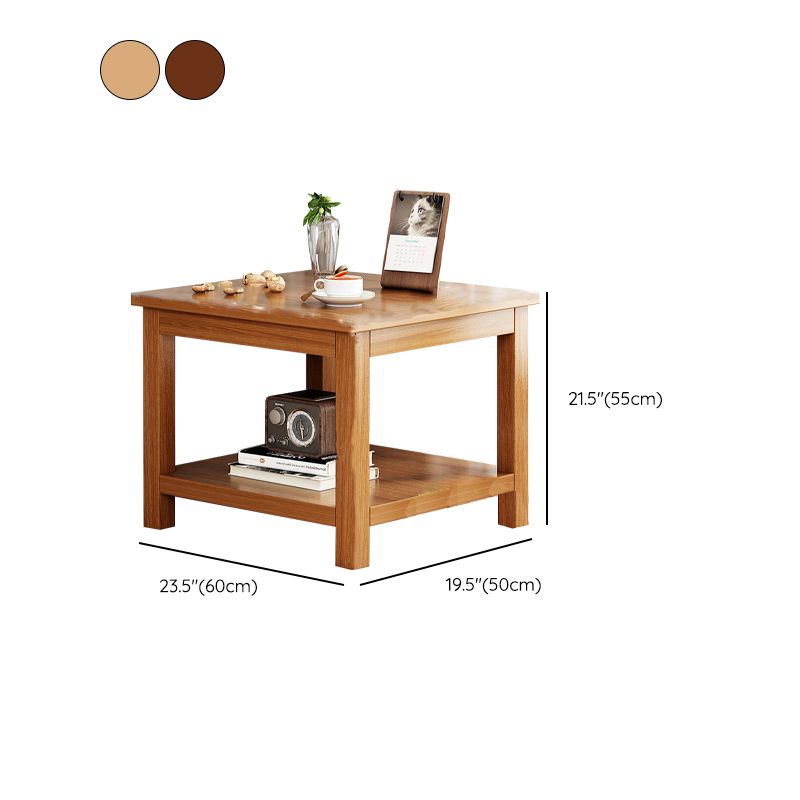 Contemporary Side Table Double Tier Wood Accent Side Table with Shelf