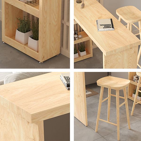 Ensemble de table de bar rectangulaire Glam, 1/3 pièces, table de bar et tabourets en bois massif naturel