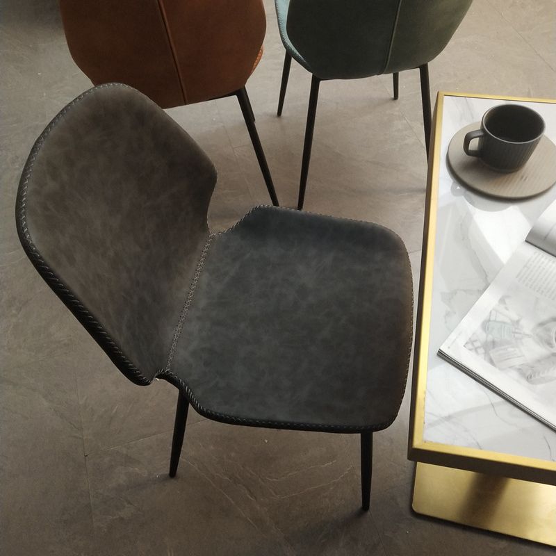 Contemporary Style Metal Dining Room Chair Solid Back Chair with Black Legs Clearhalo ' kitchen&dining_furn' 'Dining Chairs' 'Dining Tables & Seating' 'dining_chair' 'furn' 'furn_dining_chair' 'Furniture' 'furniture_dining_chair' 'Kitchen & Dining Furniture' 'kitchen' 1200x1200_df03125b-252e-4d4e-a57a-7f79e9fbada0