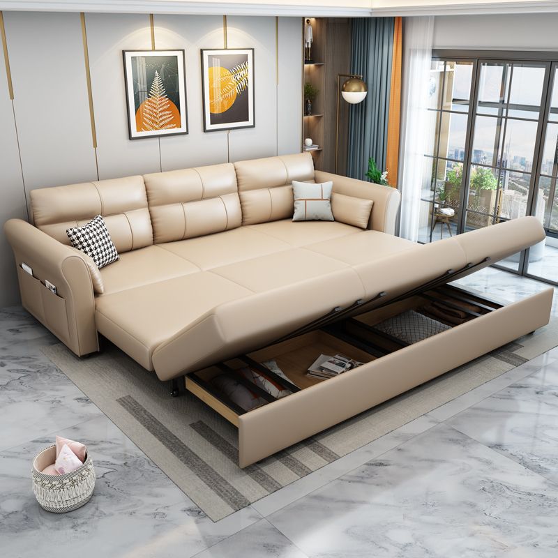 Modern Sleeper Sofa Flared Arms Futon Sleeper Sofa Bed with Storage