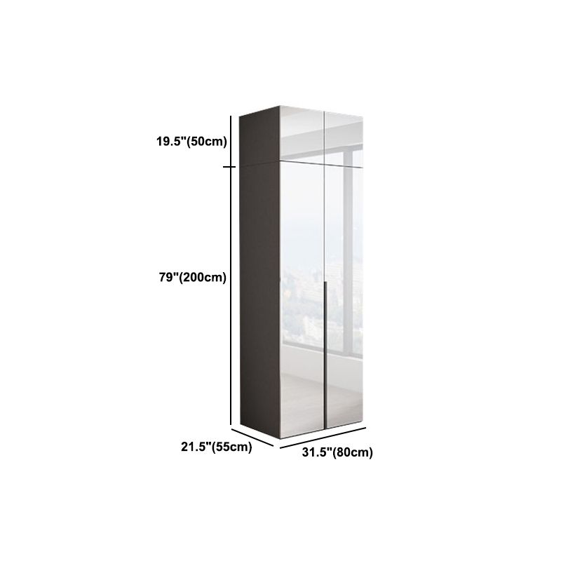 Guardaroba a specchio bianco armadio ingegnerizzato in legno.