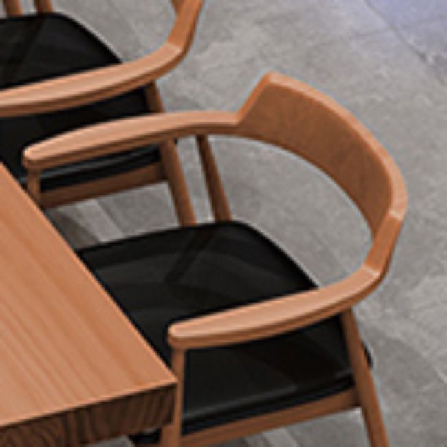 Eigentijdse arm eetstoelen gestoffeerde eetkamerstoelen met houtbasis