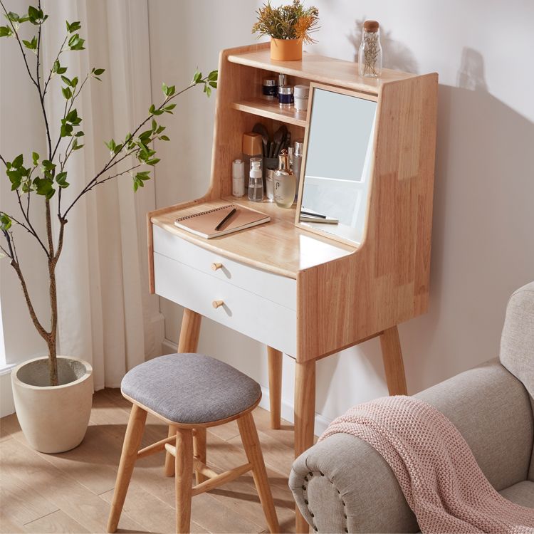 Modern Wood Dressing Table Solid Wood Make-up Vanity with Drawers