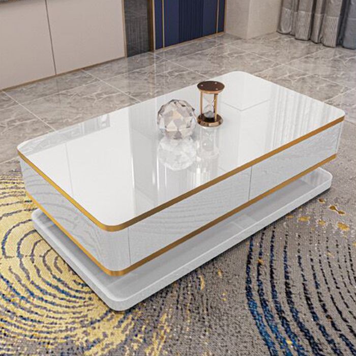 18 "H Glam enkele witte rechthoekige salontafel met opslag