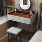 Modern Glass Top Makeup Vanity Table in Gray with Storage Drawers Clearhalo 'Bedroom Furniture' 'furn' 'furn_makeup_vanities' 'Furniture' 'Makeup Vanities' 'makeup_vanities' 1200x1200_df060239-66d7-48bc-982e-6ab678745fd7