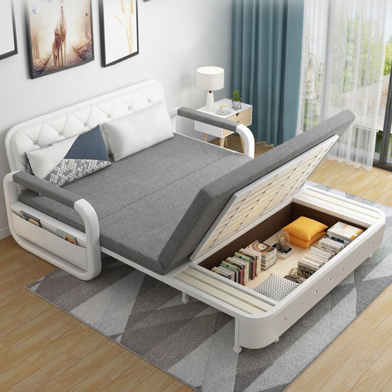 Linnen 32,28 "brede slaper bank grijze slaapbank met afneembare matras