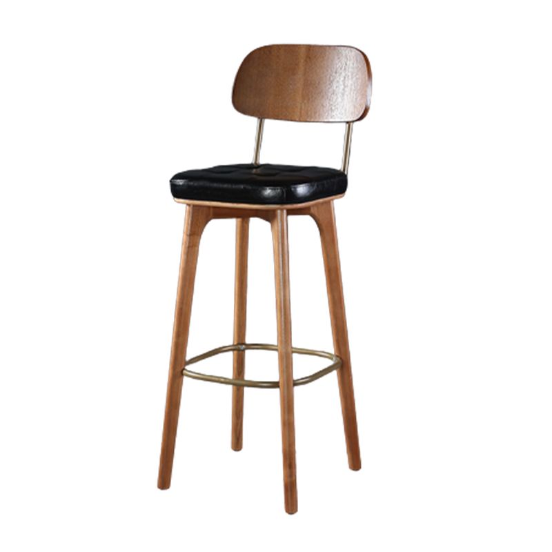 Modern Style Bar Stool Leather Backrest Bar Stools with Wooden Base Clearhalo 'Bar Furniture' 'Bar Stools' 'bar_stools' 'furn' 'furn_bar_stools' 'Furniture' 'Kitchen & Dining Furniture' 1200x1200_df0c0675-7a87-445b-bfc8-b1451d84efd3
