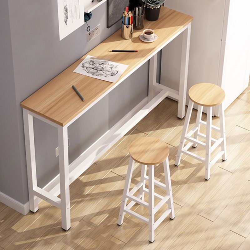 Contemporary Manufactured Wood Bar Table with Metal Base for Home Clearhalo 'Bar Furniture' 'Bar Tables' 'bar_tables' 'furn' 'furn_bar_tables' 'Furniture' 'Kitchen & Dining Furniture' 1200x1200_df0ca3a8-9dbf-4cb4-82e4-76a7a06d859f