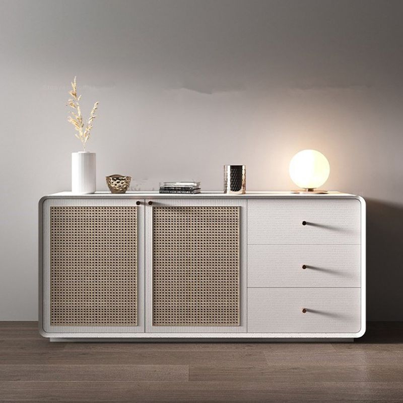 Simplicity Wood 28-inch Height Sideboard Rattan Doors Cupboard for Living Room Clearhalo 'buffet_sideboard' 'Buffets & Sideboards' 'furn' 'furn_buffet_sideboard' 'Furniture' 'Kitchen & Dining Furniture' 1200x1200_df0e2e58-3bcb-40ad-a1ec-4ecd98e3ed08