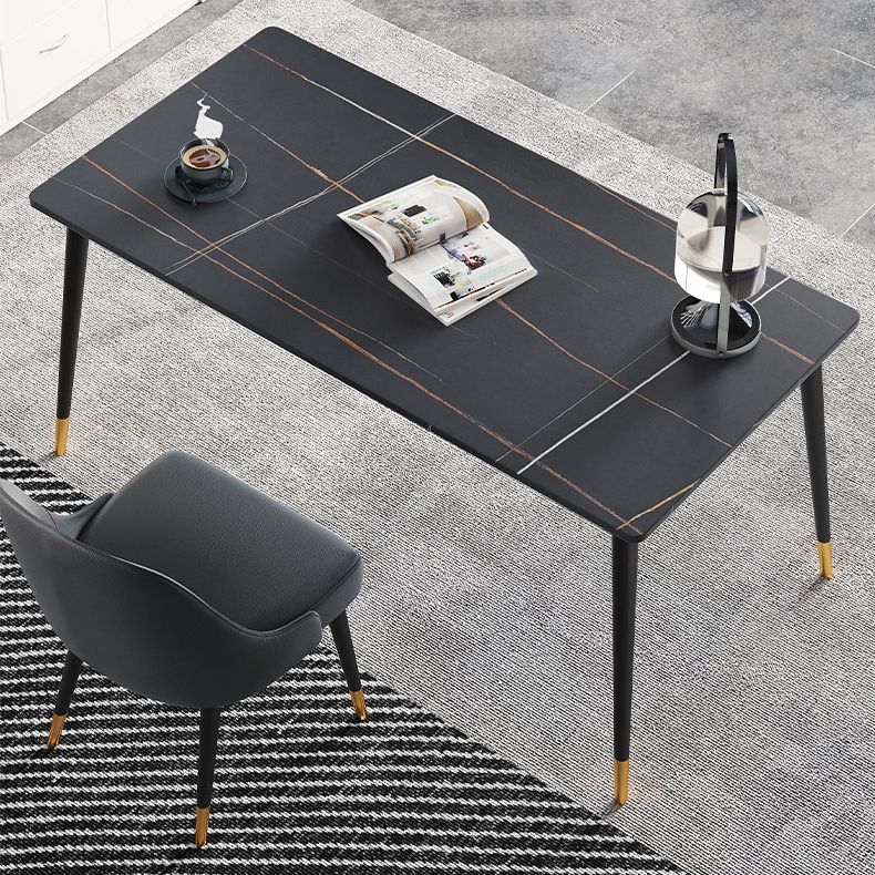 Descrito de escritura de piedra contemporánea escritorio de oficina de 29.53 pulgadas de altura con base de Parsons