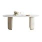 Ovale eettafel van gesinterd steen Luxe vaste tafel met dubbel onderstel