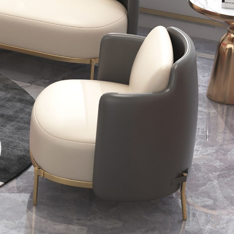 Tuxedo arm Standaard bankleer en ijzeren zitplaatsen in beige voor bonusruimte