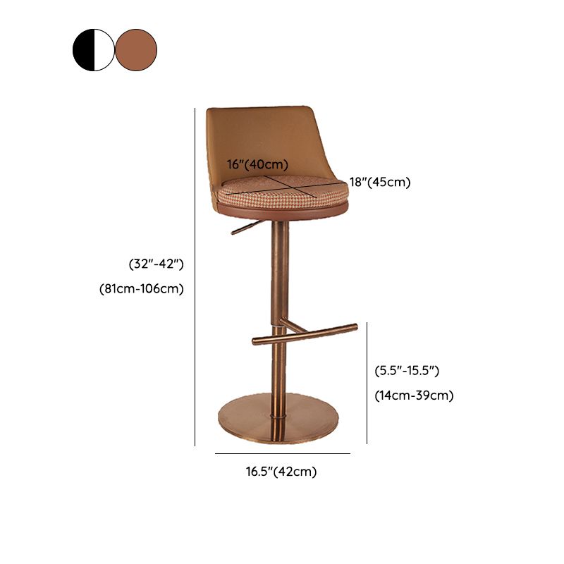 Modern Style Adjustable Armless Counter Stool with Leather Cushion