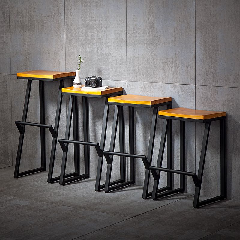 Industrial Style Bar Stool Iron and Solid Wood Square Seat Counter Height Stools Clearhalo 'Bar Furniture' 'Bar Stools' 'bar_stools' 'furn' 'furn_bar_stools' 'furniture_bar_stools' 'Kitchen & Dining Furniture' 'kitchen&dining_furn' 'kitchen' 'kitchen_furn' Furniture' 1200x1200_df13167d-7a41-4691-a8b4-f992e7a6e219