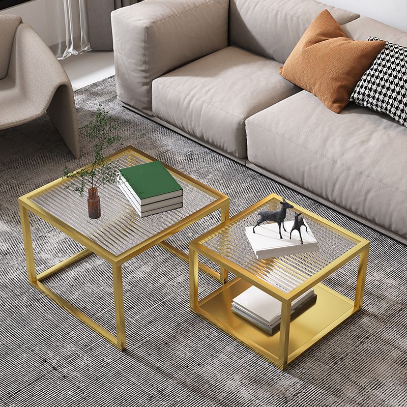 Minimalist Glass Top Coffee Table Round Open Shelf Cocktail Table Clearhalo 'Coffee & Accent Tables' 'Coffee Tables' 'coffee_tables' 'furn' 'furn_coffee_tables' 'Furniture' 'Living Room Furniture' 1200x1200_df15b746-4198-4319-b5cf-b5c5d0d81002