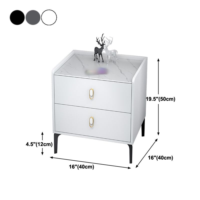 Table de nuit en pierre de 20 "H Les jambes de rangement modernes à 2 titres incluent la table de chevet de lit