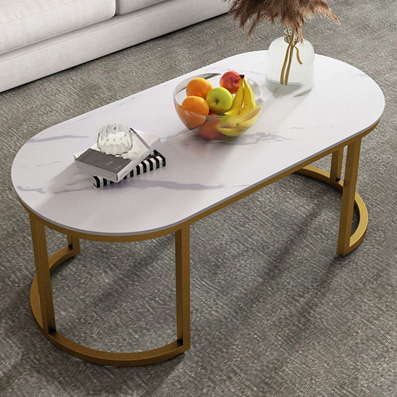 Table de cocktail ovale en pierre Glam Table de cocktail basse simple standard