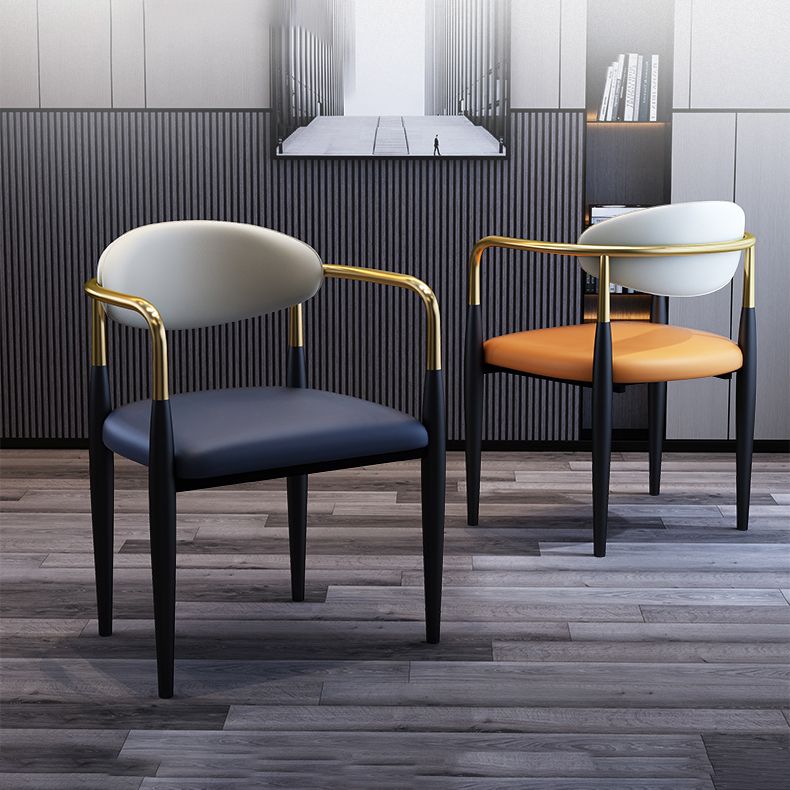 Modern Meeting Room Open Arm Chair Matte Finish Leather Dining Chair Clearhalo ' kitchen&dining_furn' 'Dining Chairs' 'Dining Tables & Seating' 'dining_chair' 'furn' 'furn_dining_chair' 'Furniture' 'furniture_dining_chair' 'Kitchen & Dining Furniture' 'kitchen' 1200x1200_df179c9d-b74a-4b02-babe-e3d880a98b8b