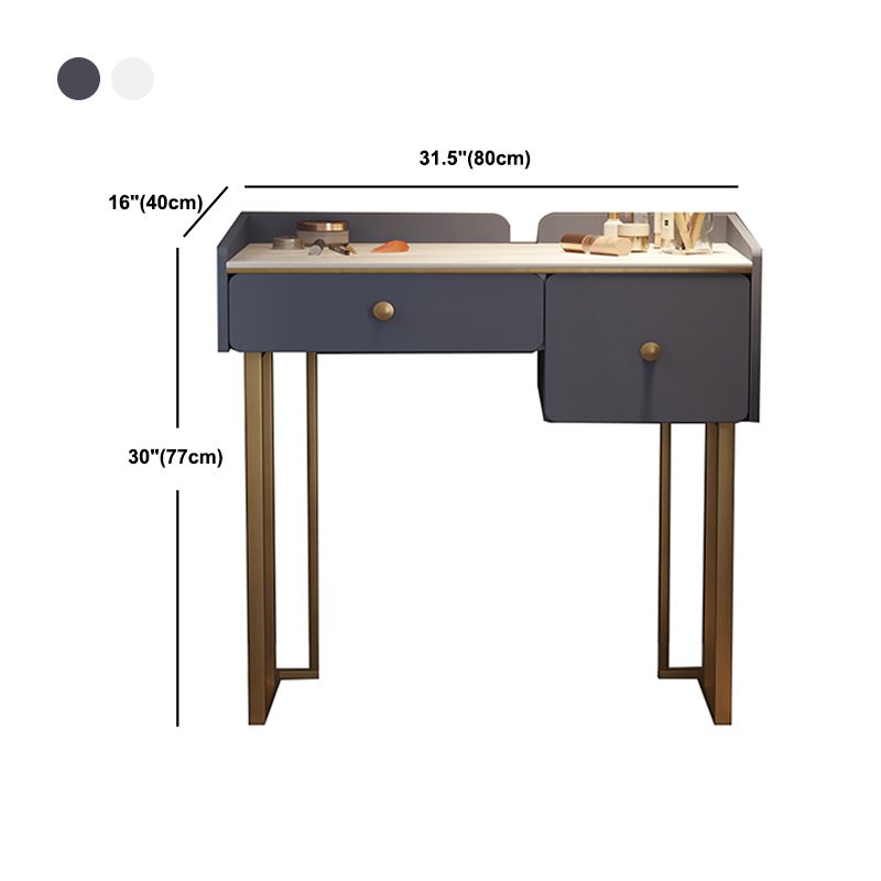Lussuoso set di vanità con cassetti di stoccaggio 2 con sgabello imbottito in bianco/grigio