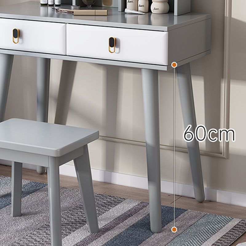 Tocador de maquillaje de madera maciza de la mesa de espejo con 2-cortes