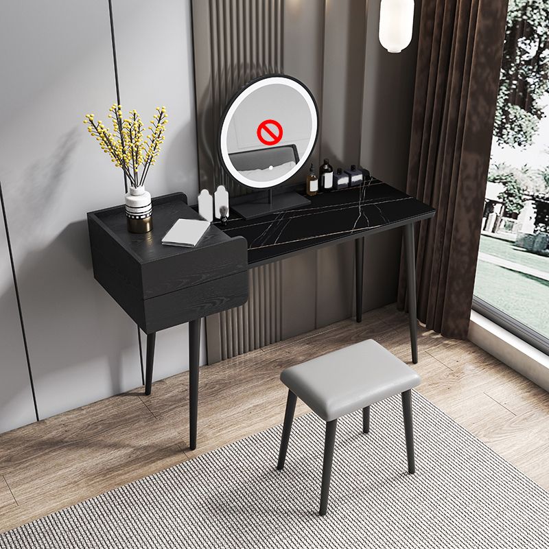 2 Storage Drawers Stone Top Vanity Table, 39.37"/47.24" W Make-up Vanity Set Clearhalo 'Bedroom Furniture' 'furn' 'furn_makeup_vanities' 'Furniture' 'Makeup Vanities' 'makeup_vanities' 1200x1200_df2295fe-e8c2-4d89-b205-3f9dc9d0d52a