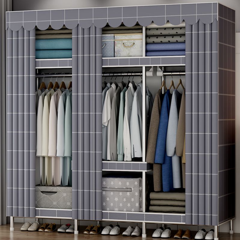 Modern Style Bedroom Wardrobe Metal Wardrobe Closet with Shelves Clearhalo 'Armoires & Wardrobes' 'armoires_wardrobes' 'Bedroom Furniture' 'furn' 'furn_armoires_wardrobes' 'Furniture' 1200x1200_df2572ae-abe3-41ac-ab52-0a18c4cc105a