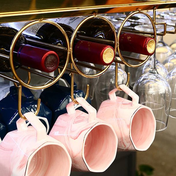 Roestvrijstalen wijnhouder rek moderne hangende wijnrekhouder in goud