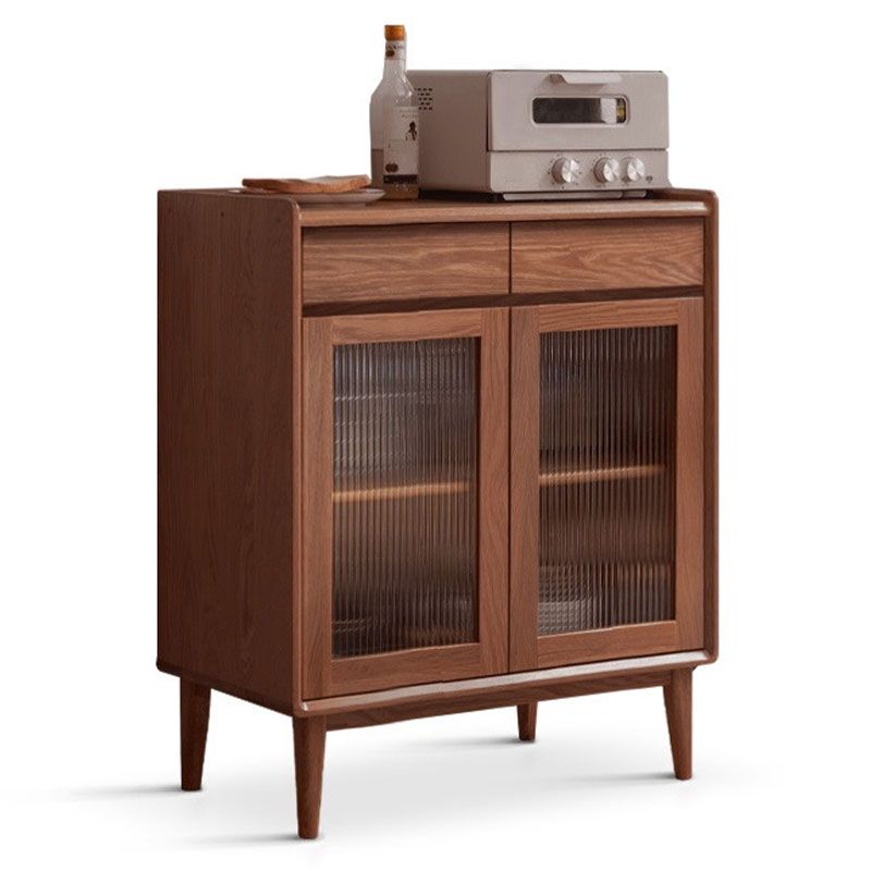 Modern Dining Server Oak Glass Doors Buffet Server for Dining Room Clearhalo 'buffet_sideboard' 'Buffets & Sideboards' 'furn' 'furn_buffet_sideboard' 'Furniture' 'Kitchen & Dining Furniture' 1200x1200_df26e60d-2c09-4166-ad47-71a1413d7828