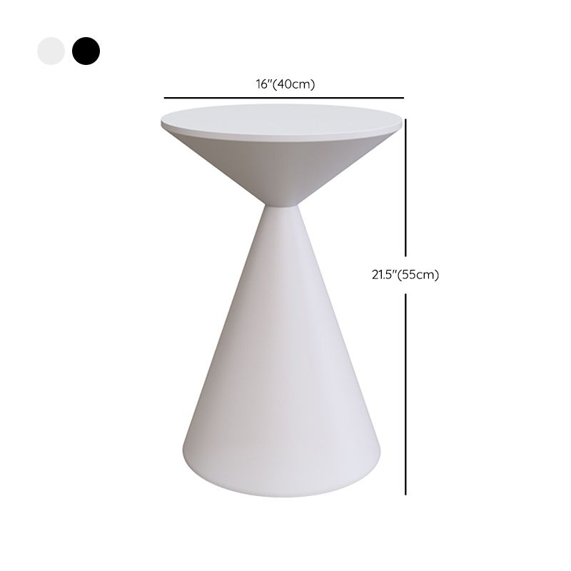 Moderne zwart/witte salontafel met ronde bovenkant, ijzeren voetstuk, cocktailtafel uit het midden van de eeuw