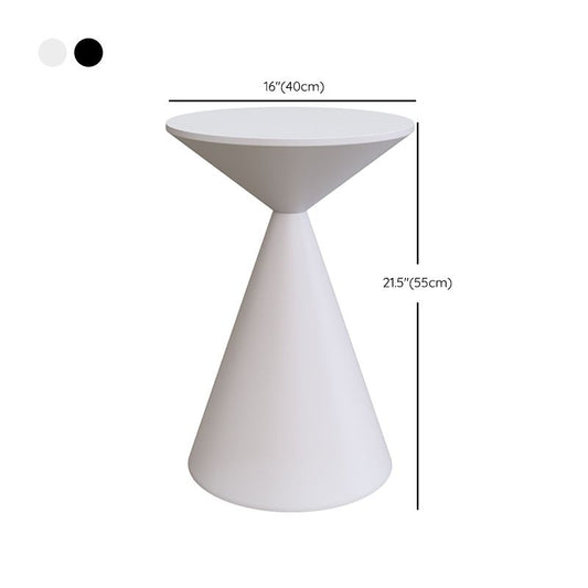 Mid-Century Modern Black / White Round Top Coffee Table Iron Pedestal Cocktail Table