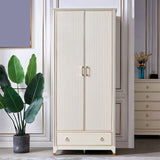 Solid Wood Wardrobe Cabinet French Country White Wardrobe Armoire