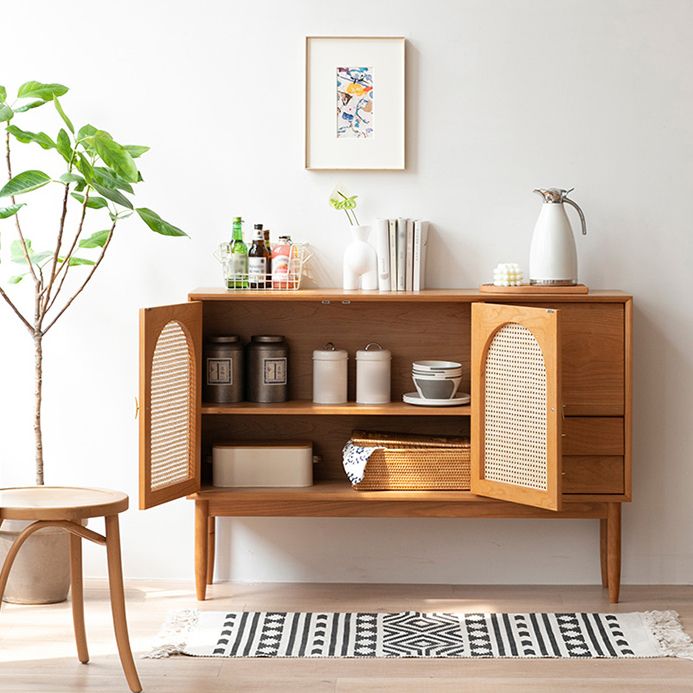 Cajón Pine Wood aparador de estantería ajustable moderna Credenza para sala de estar