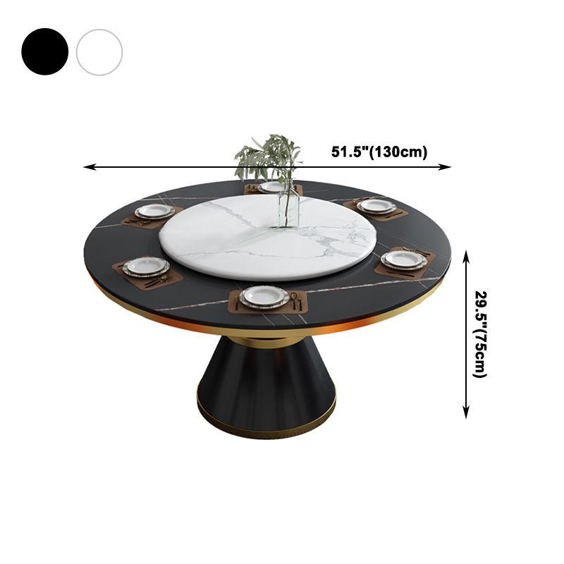 Glam Sintered Stone Top Table Round Kitchen Dining Table with Pedestal Base Clearhalo ' dining_table' 'Dining Tables & Seating' 'Dining Tables' 'furn' 'furn_dining_table' 'Furniture' 'furniture_dining_table' 'Kitchen & Dining Furniture' 'kitchen&dining_furn' 'kitchen' 'kitchen_dining_table' 1200x1200_df2a96e2-c313-4d78-b9e3-c4b8c8ba4910