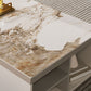 Rectangle Stone Cocktail Table Glam Single Coffee Table with Storage Drawers