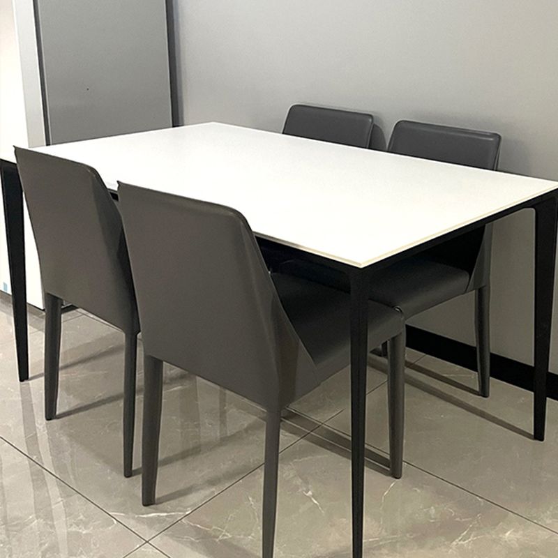 Sillas de comedor sin brazo de la espalda baja silla lateral moderna de cuero falso