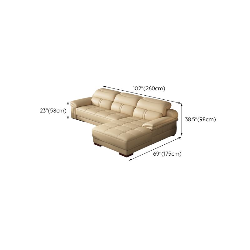 38 "H Hedendaagse sectionele sofa beige leer getuft sectional