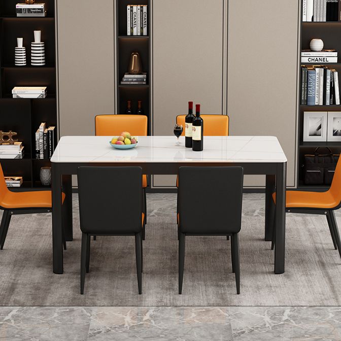 Modern Sintered Stone Dining Table Rectangular Table with Metallic Four-leg Clearhalo ' dining_table' 'Dining Tables & Seating' 'Dining Tables' 'Furniture' 'furniture_dining_table' 'Kitchen & Dining Furniture' 'kitchen&dining_furn' 'kitchen' 'kitchen_dining_table' 1200x1200_df2f9efb-02a6-4028-ac63-3a12849cfedd